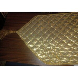 Gold Lame Table Runner Quilted About 74" x 16"